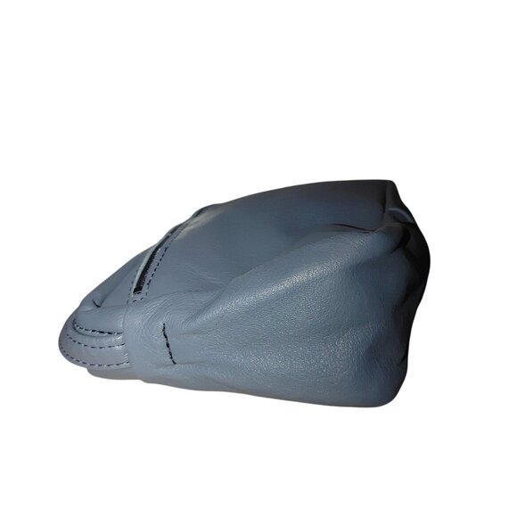 Leather Crossbody Small Blue Bag  Adjustable Strap Multiple Zippered Pockets - Picture 11 of 12